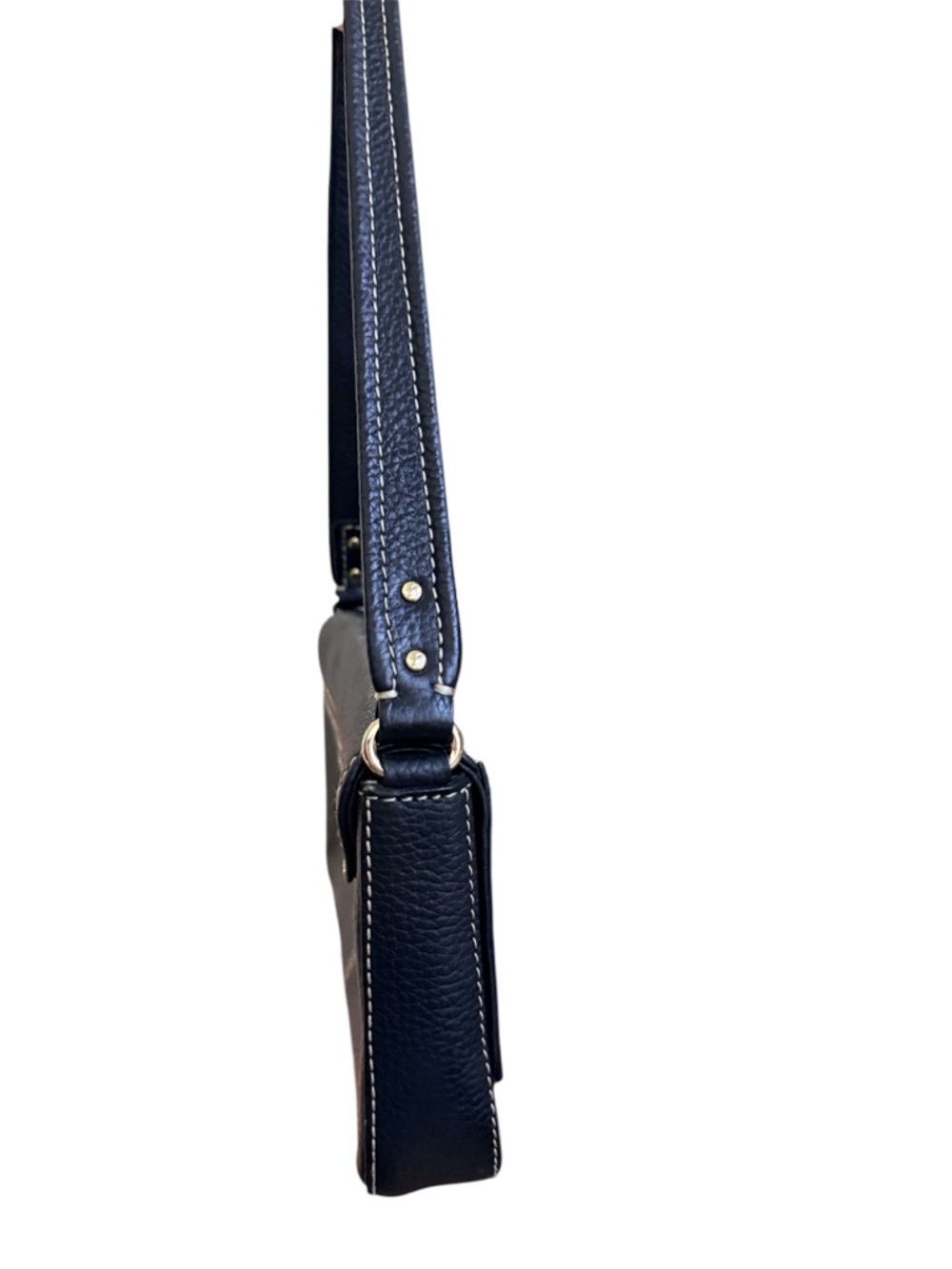 Kate Spade pebbled leather shoulder bag with white stitching and silver hardware - Picture 8 of 9